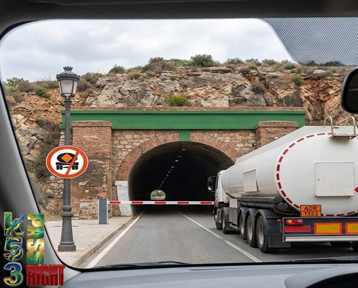 Vehicles Conveying Dangerous Substances Prohibited sign example